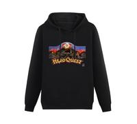 JINPUJING Hero Quest MB Board Game 1989 Vintage Mens Hoodies Printed Graphic Pullover Unisex Black Sweatshirts XL