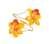 JINQIGG Adjustable Frangipani Bangle For Women Portable Iron Jewelry For Birthdays Parties Weddings Unique Floral Arm Rings Accessory