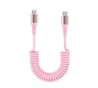 JINQIGG Double End Type C Charging Wire Male Port USB C Spring Coiled Cable Cord 6Amp Fast Charging Data Transfer Line Black