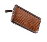 JINQIGG Fashion Women Long Wallet Retro Woven Design Large Capacity Purse PU Leather Card Holder With Zipper Closure Phone Holder