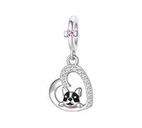 JINQIGG Silver Heart Shaped Tiny Animal Pendant Collection 2cm Lightweight Charm For Necklace Decoration Animal Lover Friendship Jewelry