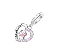 JINQIGG Silver Heart Shaped Tiny Animal Pendant Collection 2cm Lightweight Charm For Necklace Decoration Animal Lover Friendship Jewelry