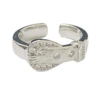JINQIGG Stylish Belt Buckle Rings Brushed Metal Texture Opening Sizing Jewelry Versatile Belt Styles Rings Her Him Luxury Brushed Metal
