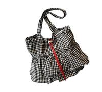 JINQIGG Trendy Checkered Work Commuters Bag Spacious Laptop For Daily Use Casual Office School Essential Practical Canvas Shoulder