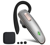 Jinreoo Bluetooth Earpiece, V5.1 Ultralight Wireless Handsfree Headset for Cell Phone with Noise Cancellation Microphone for iOS Android Samsung Laptop Trucker Driver - Grey