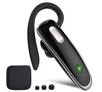 Jinreoo Bluetooth Headset, V5.1 Ultralight Wireless Handsfree Earpiece Cell Phone with Noise Cancellation Microphone for Cell Phone/PC Tablet/Laptop Computer, Headphones for Trucker/Driver/Business