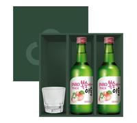 Jinro Chamisul Soju - All Flavours Bundle Set (Peach (Pack of 2 + 1 Soju Glass Gift Box Set))