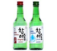 Jinro Chamisul Soju Duo Pack | Classic 350ml 20.1% & Fresh 350ml 16.9% Alc | Korean Spirit Drink Set | Smooth Korean Soju For Parties, BBQ, Picnic & Match Nights