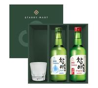 Jinro Chamisul Soju Gift Box Set - Classic 350ml alc 20.1% & Fresh 350ml 16.5% alc Refreshing Korean Party Drink For BBQ, Picnic & Match Nights