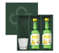 Jinro Chamisul Soju Lemon Flavour 350ml (Pack of 2) with Soju Glass | Korean Flavoured Soju Gift Set | 13% Alc./Vol [NEW FLAVOUR]