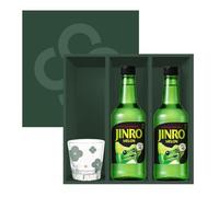 Jinro Chamisul Soju - Melon Flavour 350ml 13% Alc./Vol Gift Set - 2x Korean Soju Bottles with Shot Glass & Gift Box | Limited Edition Melon Flavour