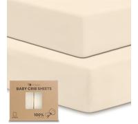 Jinrobabes Cot Bed Sheets 140 x 70 fitted Next To Me Crib Sheets Soft Breathable Oeko-Tex Organic Cotton Cot Bed Mattress Fitted Sheet 140 x 70 (Light Ivory & Light Ivory)