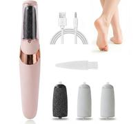 JINRUBY Electric Foot File - Hard Skin Remover Pedicure Tools with 4 Replacement Roller Heads Rechargeable Callus Remover Foot Files for Hard Skin Dry Cracked Heels Dead Skin Pink