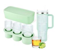 JINRUBY Ice Cube Tray for Stanley Cup - Silicone ice Mold with Lid and Bin for 40oz 30oz 20oz Tumbler Large ice Cube Moulds for Stanley Cup Accessories for Chilling Cocktails Whiskey Coffee