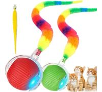 JinRui-T 2 PCS Interactive Cat Toy Rolling Ball Chewie Viral Dog Ball with Tail, Smart Automatic Rolling Pet Balls,Automatic Moving Electric Cat Toy