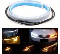 JinRui-T 2Pcs 45cm Led Strip Lights for Cars - Headlight Strip Switchback Sequential Led Strip Daytime Running Lights Turn Signal Bulb DRL Amber/Yellow & White