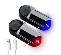 JinRui-T 2PCS Solar Power Fake Car Alarm LED Light Simulated Dummy Warning Anti-Theft LED Flashing Security Light Car Alarm Lamp Anti-Theft Measures with USB Port Blue & Red Light (Ocean Fragrance)