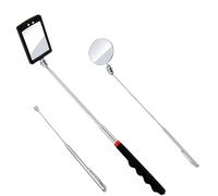 JinRui-T 3PCS Telescopic Inspection Mirror,Magnetic Pick-Up Tool,Portable Round 360 Degree Rotating LED Inspection Mirror Pick Up Rod Flashlight and Round/Square Inspection Mirror
