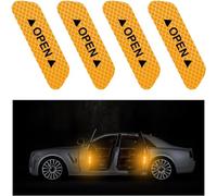 JinRui-T 4 PCS Car Door Open Warning Reflective Stickers, Night Visibility Auto Safety Prompt Decals,Waterproof Auto Warning Mark Reflective Car Accessories Universal for Car, Truck, SUV, Van (Yellow)