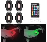 JinRui-T 4PCS LED Drone Strobe Light with Remote Wireless LED Strobe Light 16 Colors USB Rechargeable Flashing Lights Drone Anti-Collision Lighting for Car Motorcycle Aircraft RC Boat Dirt Bike