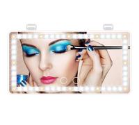 JinRui-T Car Vanity Mirror with LED Lights - Rechargeable Sun Visor Makeup Mirror with Dimming Touch Sensor - White