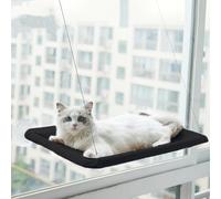 JinRui-T Cat Window Hammock Perch Safety Sunny Bed with Durable Heavy Duty Suction Cups Resting Seat for indoor cats sleeping Space Saving Mounted Holds Up to 30lbs (Black)
