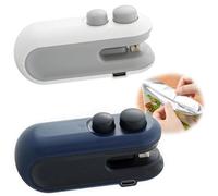 JinRui-T Mini Bag Sealer,Handheld Heat Sealer,Rechargeable Easy Seal Bag Sealer for Snacks,2 in 1 Heat Sealer and Cutter,2 PCS Bag Resealer Preservation Food Storage (White-Blue)