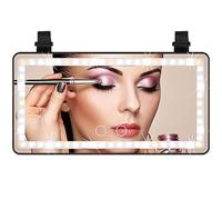 JinRui-T Rechargeable Vanity Mirror with LED Lights & Dimmer: Touch Sensor Cosmetic Makeup Mirror for Vehicles (Black)