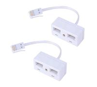 JinRuiCPeng 2pcs Telephone Splitters 2 Way, BT Phone Socket Adapter, RJ11 BT Plug Male to 2 Female, Double Phone Socket Converter for Connecting Telephone Fax or Modem in Home and Office Use