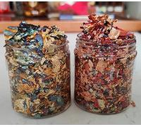 JINRUISI Gilding Bows Variegated Gold Foil Leaf Flakes Gilding Paper Craft Decoration Art Supplies (Green Gold and Autumn Leaves)