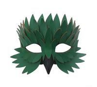 JINSBON Lightweight Felt Half Face Mask, With Bird Beak Feather Design, For Halloween Costume Parties And Masquerade Balls Adjustable Fit For Comfort(green)
