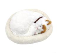 JINSBON Simulated Sleeping Cat Toy, Soft Plush Ornament for TV, Bookshelf, or Desk (Yellow Eared Cats)