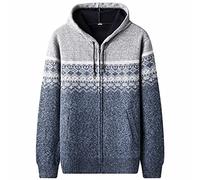 Jinsha Men's Long Sleeved Loose Casual Hood Cardigan Printed Sweater Winter Jacket （Light Gray-XL