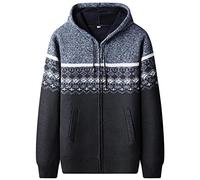 Jinsha Men's Long Sleeved Loose Casual Hood Cardigan Printed Sweater Winter Jacket （Royal Blue-XL