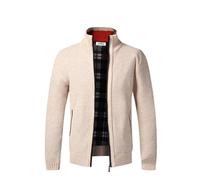 Jinsha Men's Winter Warm Knitted Cardigans Jumper Sweater Coat Leisure Comfort Wide Fit Classics Chunky Thick Lined Full Zipped up with Pockets Autumn Sweater Cardigans Jumper Mens UK(Khaki XL)
