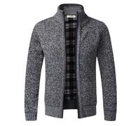 Jinsha Men's Winter Warm Knitted Cardigans Jumper Sweater Coat Leisure Comfort Wide Fit Classics Chunky Thick Lined Full Zipped up with Pockets Autumn Sweater Cardigans Jumper Mens UK(Dark Gray XL)