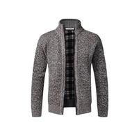 Jinsha Men's Winter Warm Knitted Cardigans Jumper Sweater Coat Leisure Comfort Wide Fit Classics Chunky Thick Lined Full Zipped up with Pockets Autumn Sweater Cardigans Jumper Mens UK(Coffee XL)