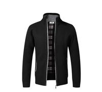 Jinsha Men's Winter Warm Knitted Cardigans Jumper Sweater Coat Leisure Comfort Wide Fit Classics Chunky Thick Lined Full Zipped up with Pockets Autumn Sweater Cardigans Jumper Mens UK(Black M)