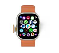 JINSHANGZI DW100 Pro+ SmartWatch 4G/5G Android OS GPS Men WIFI Touch ID NFC Smartwatch with Rotating Camera Fingerprint Unlock Touch Sim Card Slot Video Call (Silver Orange,8GB 128GB)