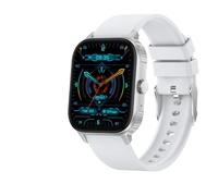 JINSHANGZI Original New 1000mAh Battery Smart Watch Men LED Flashlight Bluetooth Call Waterproof Watches Sports Smartwatch For Android ios (White silicone)