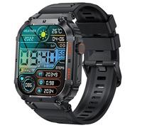 JINSHANGZI Smart Watches K57 Pro Men Bluetooth Call Outdoors Sport 400mAh Battery 1.96inch IPS Screen Heart Rate Blood Pressure Smartwatch (Black)