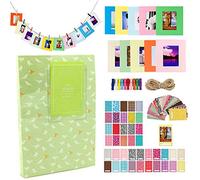 Jinshen Accessories Bundle Kit Set for Fujifilm Instax Mini LiPlay, Mini 9/8 Camera (84 Pockets Album, 20 Stickers, 10 Wall Hanging Frames, 10 Clips with String) - Green Bird