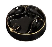 JINSHENGXINA Cigar Pipe Ashtray Round Gold Painted Multifunctional Large Capacity Ceramic Ashtray(Black)