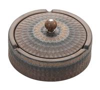 JINSHENGXINA Stoneware Ashtray Retro Handmade Burnt Iron Glaze Ashtray Ceramic Home Accessories(C)