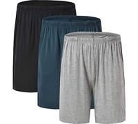 JINSHI Men's 3 Pack Pyjama Shorts Nightwear Summer Lounge Wear Pants Ultra Soft Comfy Modal Pajama PJ Bottoms (Black,Blue,Grey) Size M