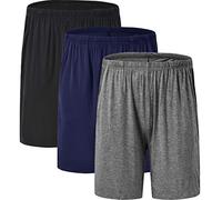 JINSHI Men's 3-Pack Pyjama Shorts Sleepwear Summer Lounge Wear Pants Super Soft Comfy Modal Pajama PJ Bottoms (Black,Navy, Dark Grey) Size XL