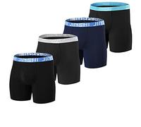 JINSHIKLUIO Man Underwear Boxer Briefs Long Leg Underpants Open Fly Stretch Soft Bamboo Fiber - Multicolored - Waist 32/34"/Medium