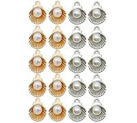 Jinshining 20 Pcs Silver and Golden Exquisite Faux Pearl Charms Pendants Seashell Charms Beads for DIY Jewelry Making Fashionable and Beautiful,Beading and Jewelry Making