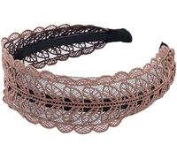 Jinshining Coffee Hair Hoops Sweet Non-Slip Lace Leaves Wide Headbands for Women Mother Headband Hollow Elastic Headband Hair Hoops Hair Accessories,Women's Fashion Headbands