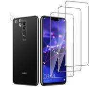 Jinshiweikai 6 Pieces, 3 x Tempered Glass Film for Huawei Mate 20 Lite and 3 x Rear Camera Protective Films, 9H Hardness, Anti-Scratch, Anti-Fingerprint, HD Clear